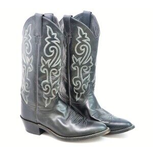 7 1/2D Men's JUSTIN 14" Western Boot - Black Leather Cowboy Boots Style 1409